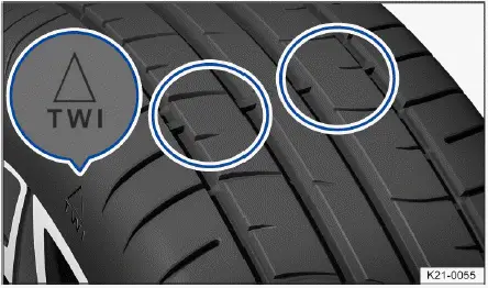Indicateurs usure pneus Volkswagen ID.4 témoins profondeur sculptures