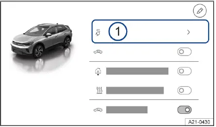 Interface infotainment Volkswagen ID.4 sélection mode recharge