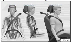 Volkswagen ID.3 - Fig. 1 Ajustement correct de la sangle et réglage correct de l'appuie-tête (schéma de principe)