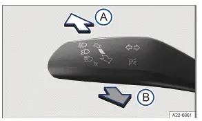 Volkswagen ID.3 - Fig. 1 À gauche sur la colonne de direction : levier des clignotants et de l'inverseur-codes