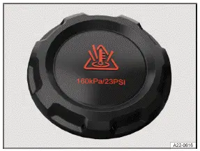 Volkswagen ID.3 - Fig. 1 Dans le compartiment avant : bouchon du vase d'expansion du liquide de refroidissement (schéma de principe)