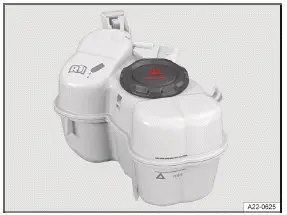 Volkswagen ID.3 - Fig. 2 Dans le compartiment avant : repères sur le vase d'expansion du liquide de refroidissement (schéma de principe)