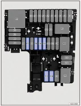 Volkswagen ID.3 - Fig. 1 Dans le compartiment avant : emplacements des fusibles