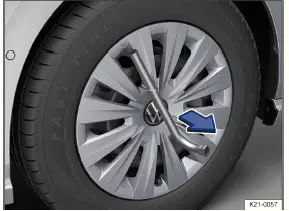 Volkswagen ID.3 - Fig. 1 Retrait de l'enjoliveur de roue plein