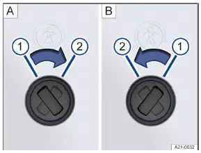 Volkswagen ID.3 - Fig. 1 Sécurité enfants : (A) porte arrière gauche, (B) porte arrière droite